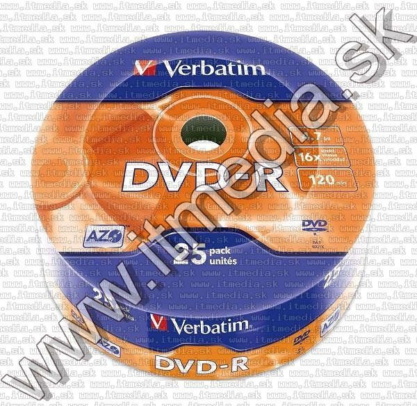Image of Verbatim DVD-R 16x **25cw** **MBI**(43808) (IT11248)
